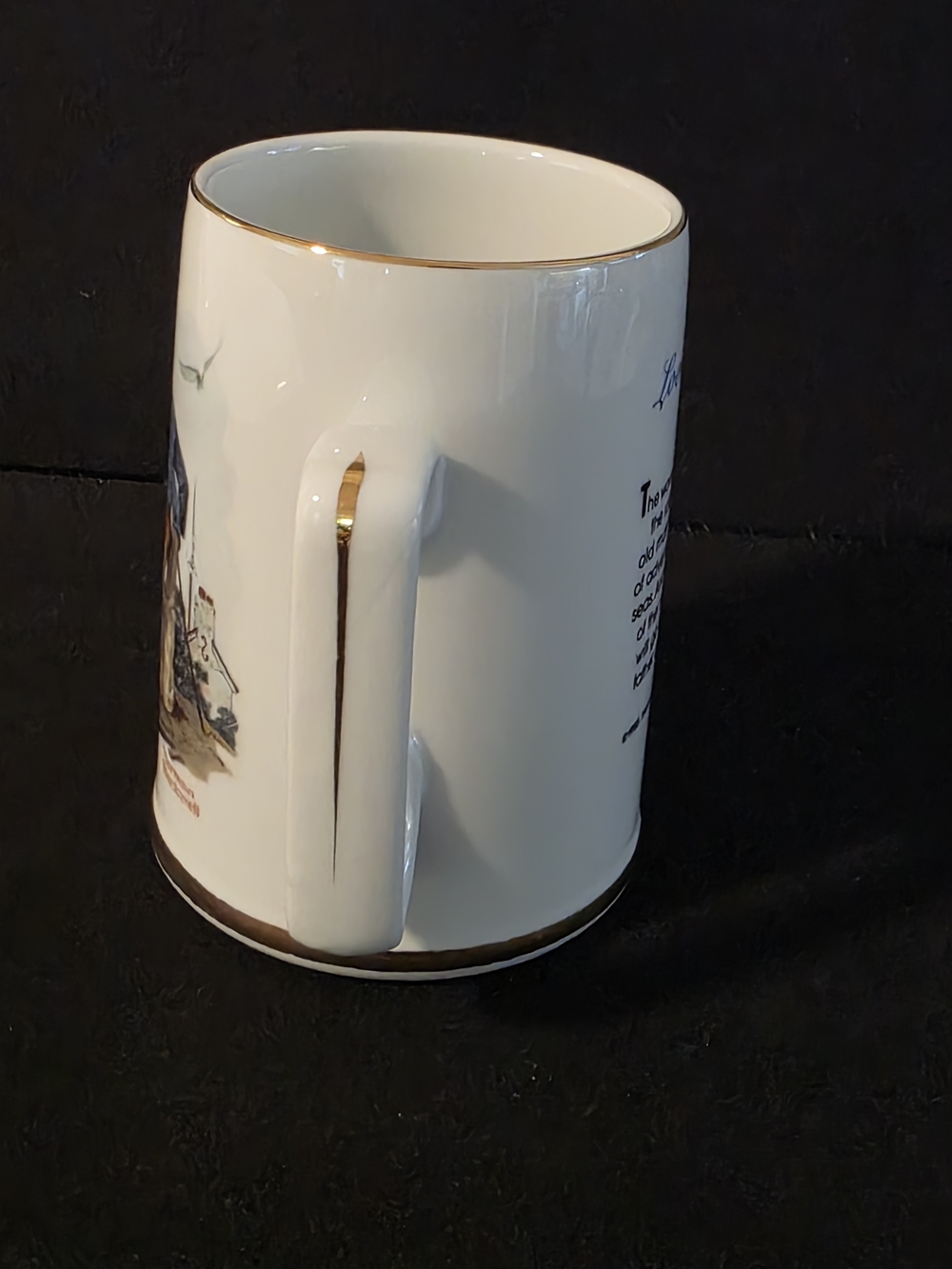 Norman Rockwell White Ceramic Mug with Figurative Sailor Scene and Gold Trim - Picture 2 of 4